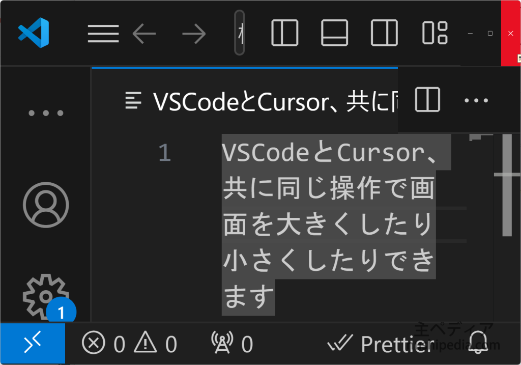 VSCodeのサイズがおかしくなってしまった
